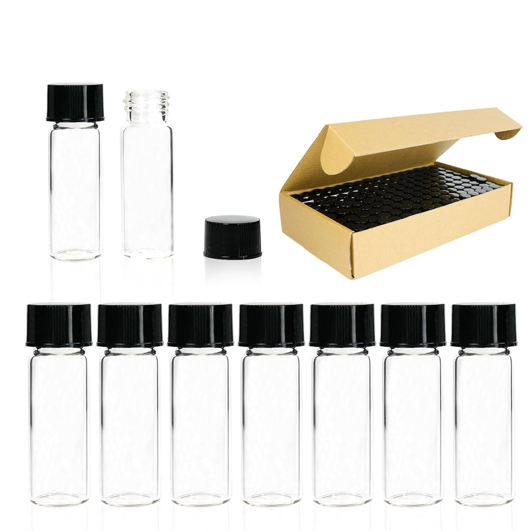 ALWSCI 144 Stück Glasfläschchen 4ml Probe Klarglas Fläschchen, Probenahme Glasflaschen mit Schraubve