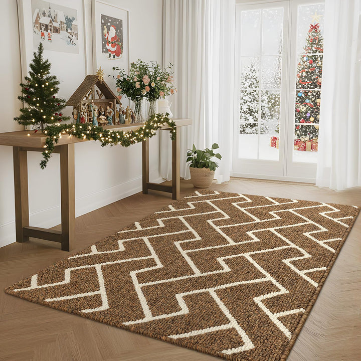 Biscpro Fussmatte Innen, rutschfeste Schmutzfangmatte Türmatte waschbar Braun 90 x 150 cm Fussmatte