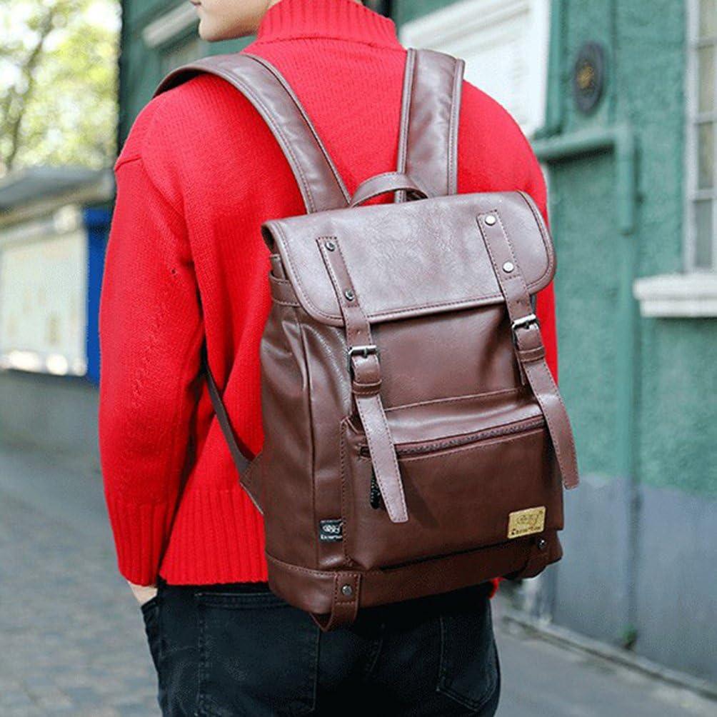 YFbear Daypacks Rucksäcke Kunstleder mit grosser Kapazität Vintage Schulranzen Schultasche Laptop-Ru