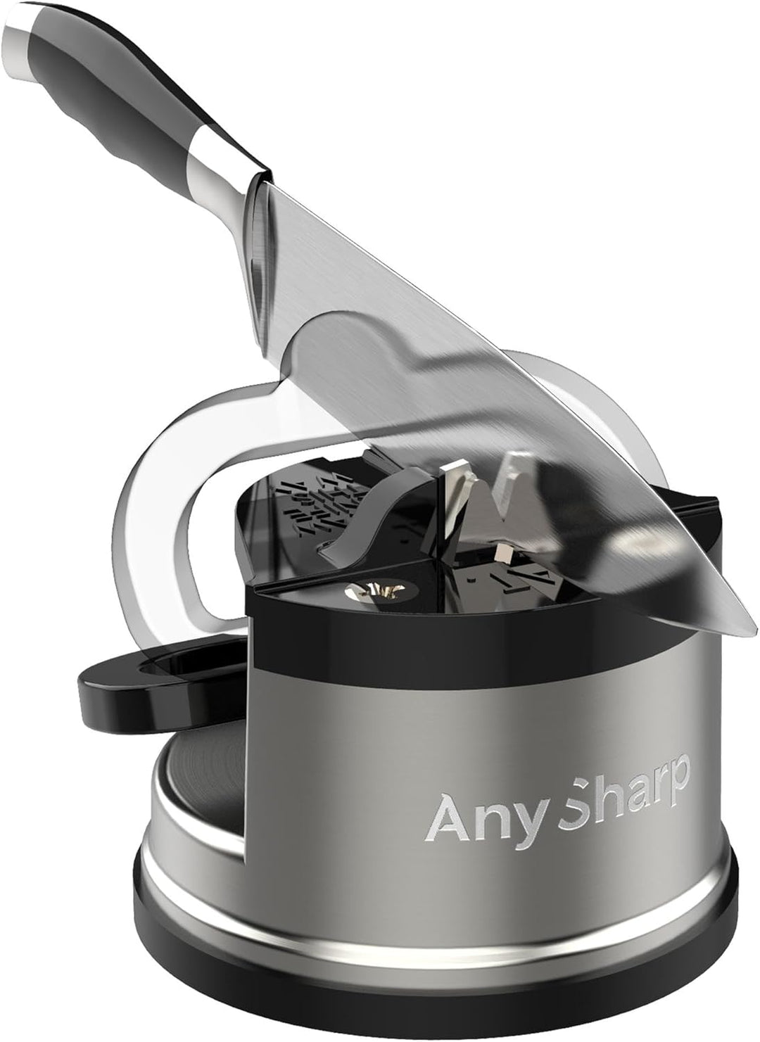 AnySharp Pro Messerschärfer (Metall) mit Saugnapf, Gebürstetes Metall Metall Pro Geschenkbox Gebürst