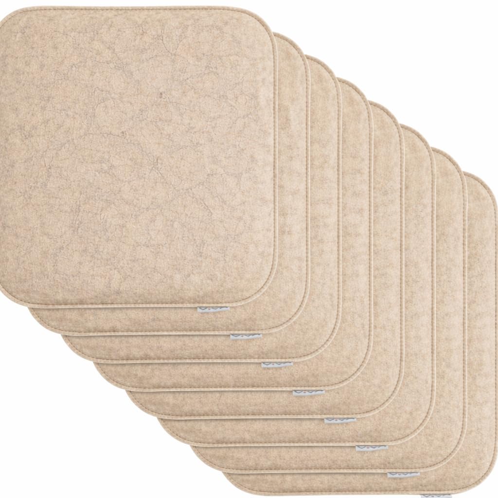 Brandsseller 8er Set Sitzkissen aus Filz 35x35x2 cm – Robuste Stuhlauflagen für innen und aussen, ec