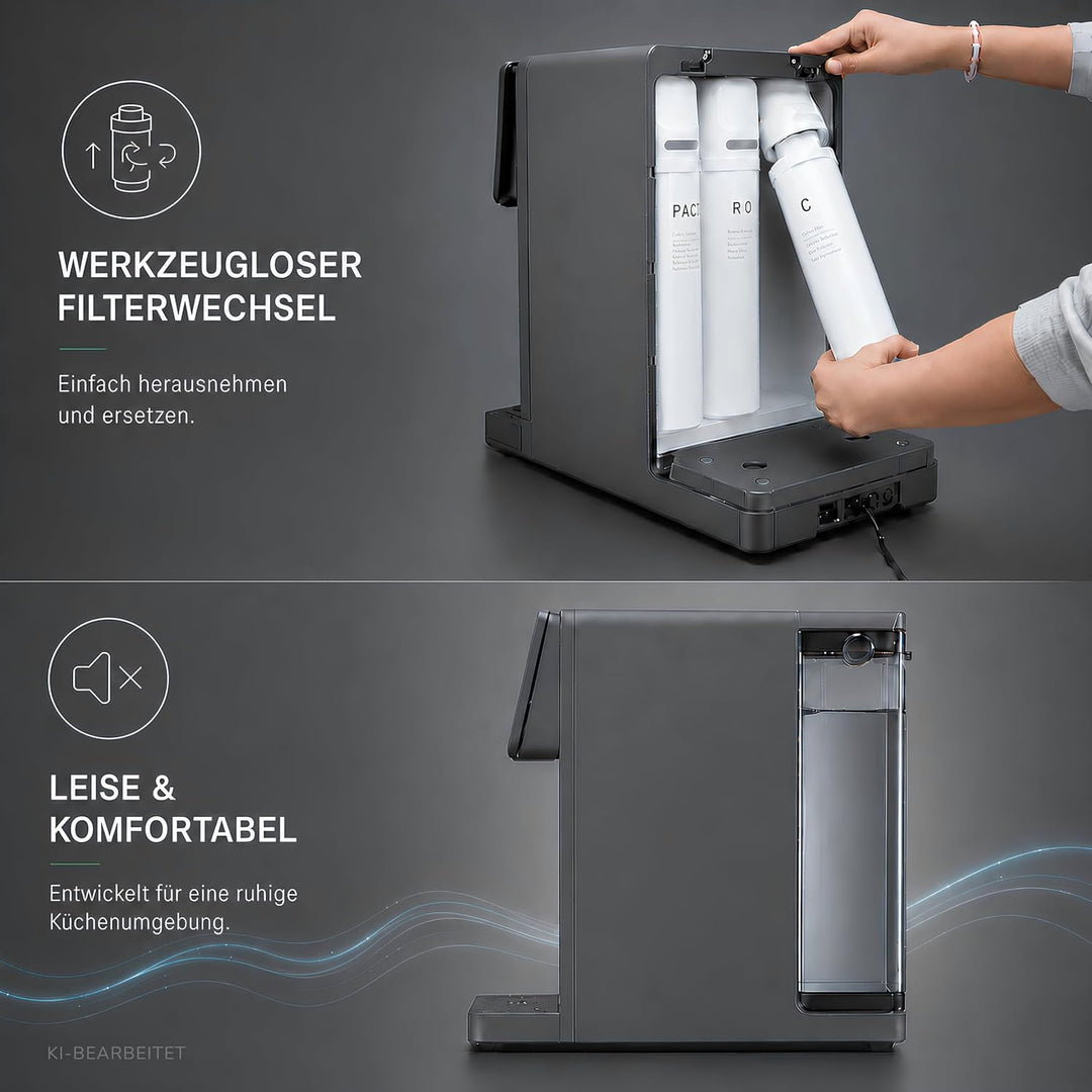 Premium Auftisch Osmoseanlage Trinkwasser – Umkehrosmoseanlage mit UV-Licht, filtert 99% Schadstoffe