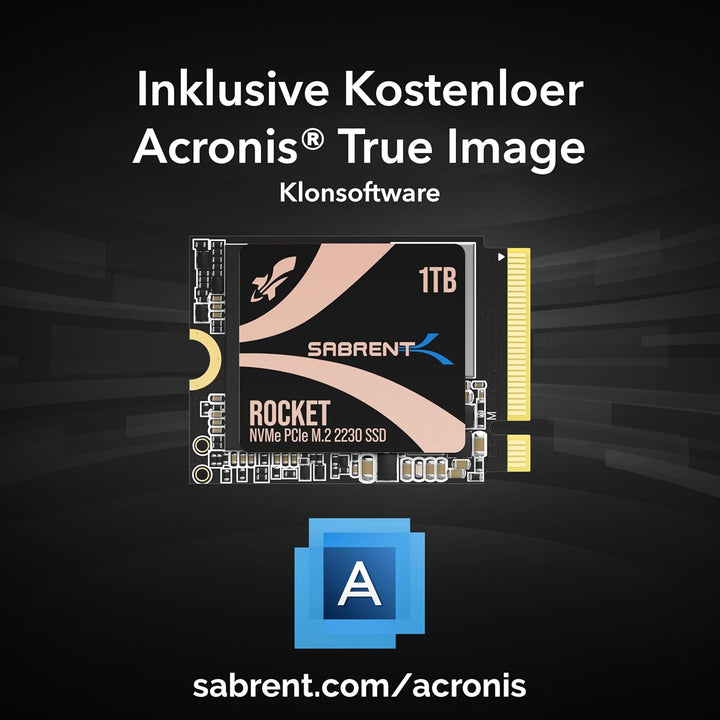 Sabrent 2230 M.2 NVMe Gen 4 1TB, Interne SSD 4750 MB/s Lesen, PCIe 4.0 X4, Internes Solid State Driv