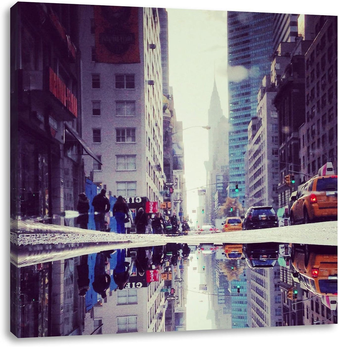 New York Times Square, Format: 70x70 auf Leinwand, XXL riesige Bilder fertig gerahmt mit Keilrahmen,