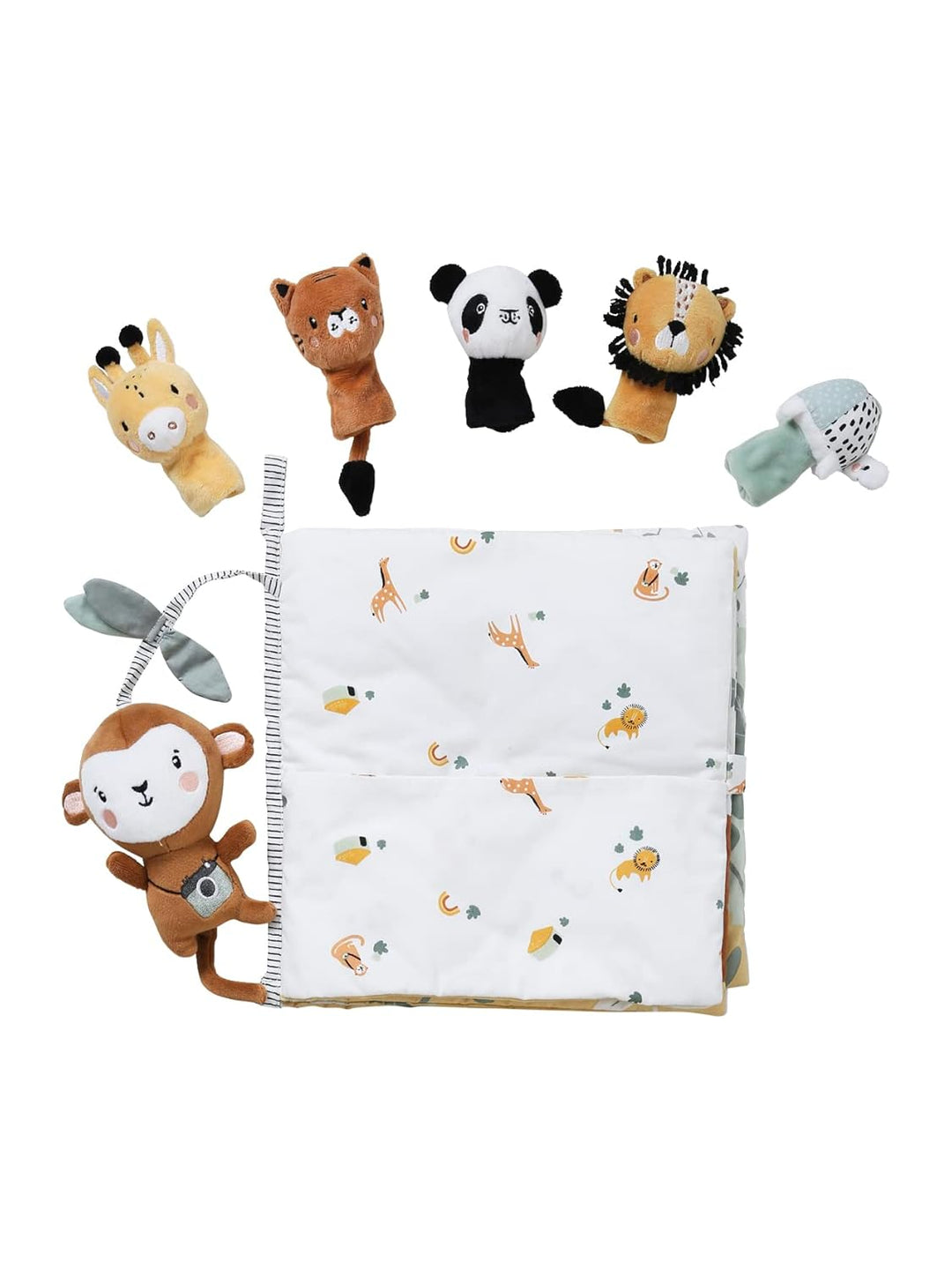 Vertbaudet Baby Stoffbuch mit Plüschtieren,Tansania grau ONE Size, Grau