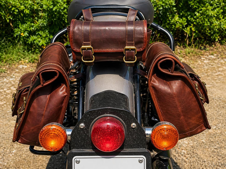 american blue 3X Motorcycle Tail Bag Set of Three Saddle Panniers Bag Motorcycle Bags for Rear Rack