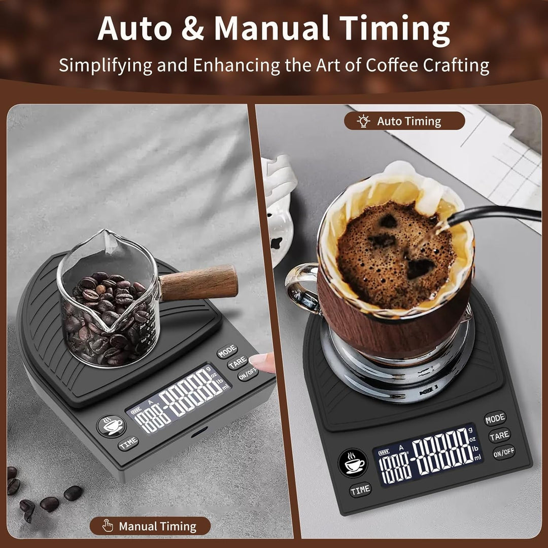 Mini-Kaffeewaage Mit Timerfunktion, 2 Kg WäGebereich / 0,1 G HochpräZision, Wiederaufladbar, Hochprä