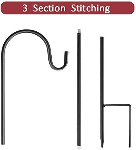 XNX Robuster Metall Gartenstab, Laternenstab - H 120cm, D 8mm, Schäferstock (Schwarz-6)