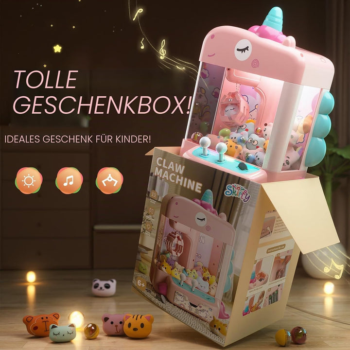 Skirfy Unicorns Greifautomat, Mini-Verkaufsautomat mit Licht und Musik, Süssigkeiten- und Spielzeug-