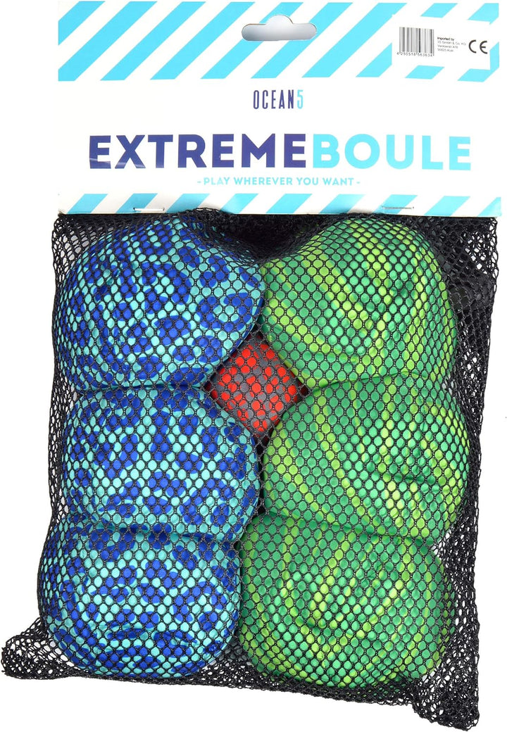 Ocean 5 Extrem Boule - Soft-Boule Set, Street-Boccia, Cross Country Petanque mit Tasche Immer überal