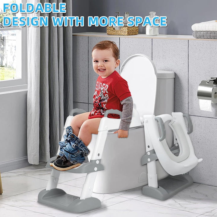 Toilettensitz Toilettentrainer mit Treppe und Griffe Faltbar Kinder WC Sitz Toilette Toilettentraine