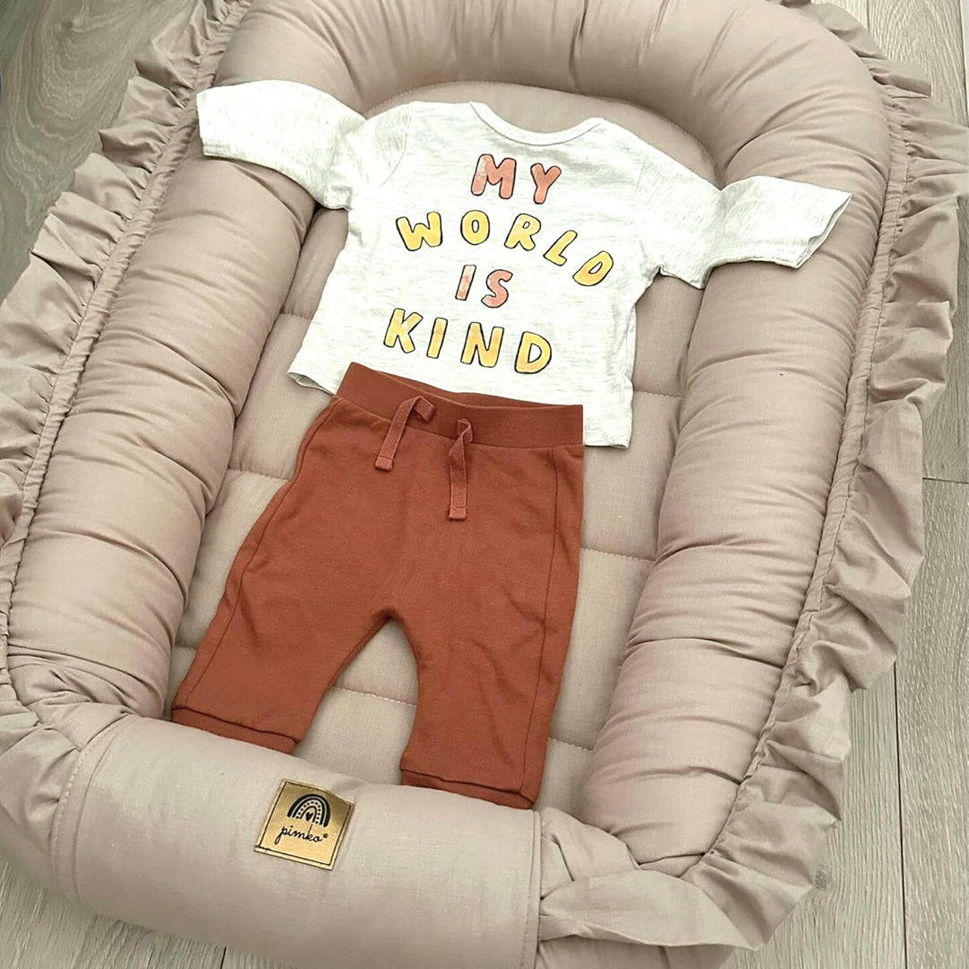 PIMKO Babynest mit rüschen Babynestchen für Baby Kuschelnest Babykokon für Neugeborene Baumwolle Nes