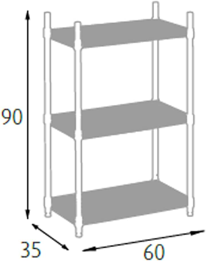 King Home S1775001 Regal verchromt, drei Etagen, silber, 60 x 35 x 90 cm