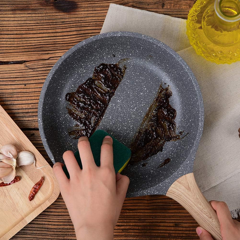 ZUOFENG Antihaft Pfanne Bratpfanne mit Deckel Beschichtet 24cm, Granit Pfannen Nonstick Frying Pan,