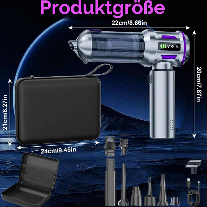 4-in-1 Handstaubsauger Akku Starke Saugkraft, 22000PAAuto Staubsauger Stark, 3 Gang Aufladbar Tragba