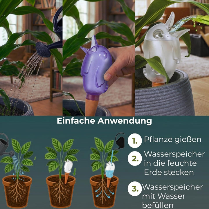 Scheurich Wasserspender Bördy M | 4er Set Lila/Grün/Transparent/Orange | 220 ml Füllmenge | Bewässer
