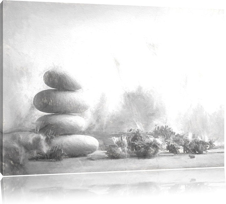 Pixxprint Lavendel Spa-Stillleben Kunst Kohle Effekt, Format: 100x70 auf Leinwand, XXL riesige Bilde