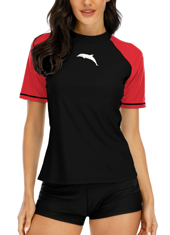 Halcurt UV Shirt Damen Kurzarm Rash Guard UPF 50+ Schwimmshirt Schnell Trocknender Badeshirt M-XXL X