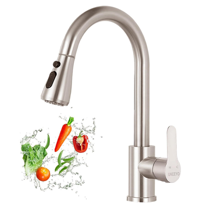 Wasserhahn Küche, Niederdruck Küchenarmatur mit Herausziehbarer Brause Ausziehbar Armatur, Mischbatt