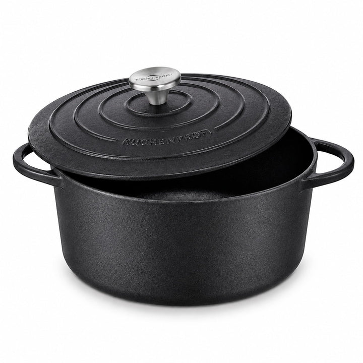 Küchenprofi Gusseisen Bräter mit Deckel, schwarz, 26 cm, Schmortopf, Auflaufform, Dutch Oven, Brotba