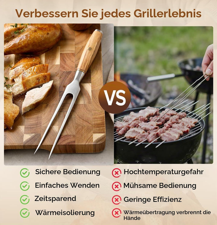 XINZUO 29.7cm Fleischgabel Tranchiergabel 430 Edelstahl, Serviergabel Steakgabel professioneller mul