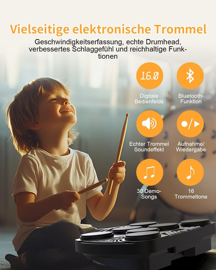 Schlagzeug Elektronisch, 7 Pads Elektronisches Schlagzeug Anschlagsdynamisch, E Drum Unterstützung M
