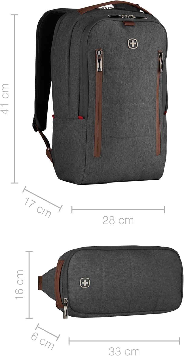 WENGER CityUpgrade Laptop-Rucksack mit Umhängetasche, Kompakt, Notebook bis 16 Zoll, Tablet bis 12 Z
