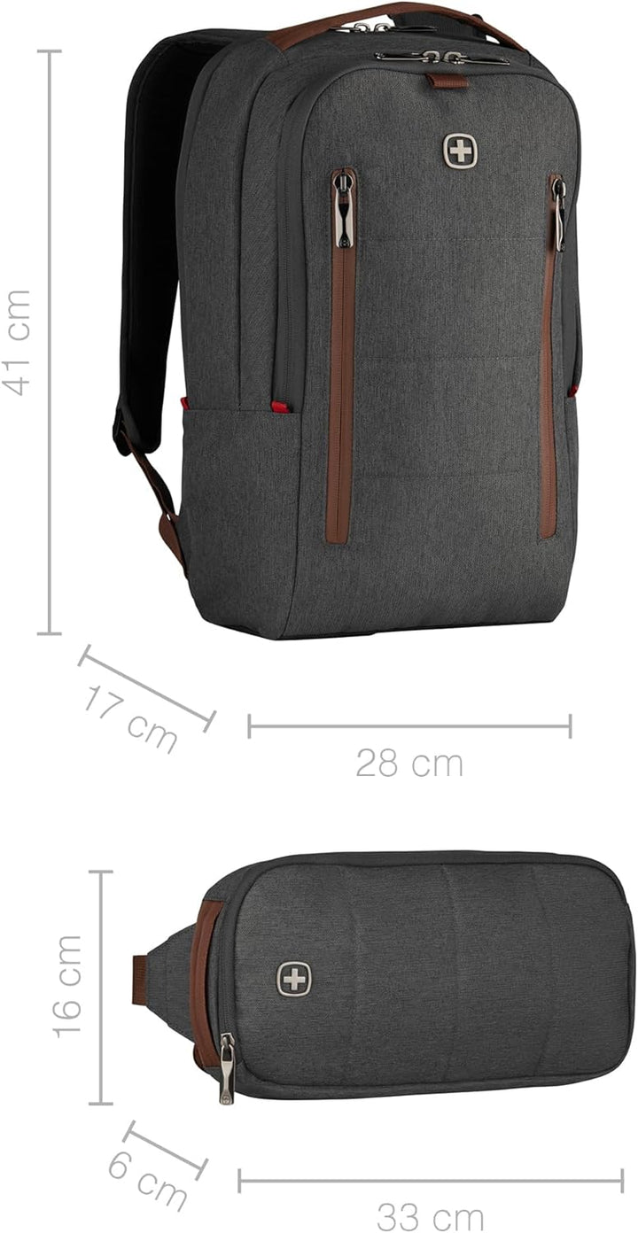 WENGER CityUpgrade Laptop-Rucksack mit Umhängetasche, Kompakt, Notebook bis 16 Zoll, Tablet bis 12 Z