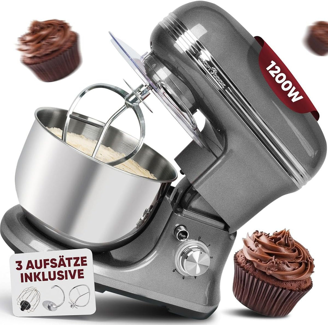 ProfiCook® Küchenmaschine zum backen | Knetmaschine 5L mit starkem 1200W Motor | Teigmaschine inkl.