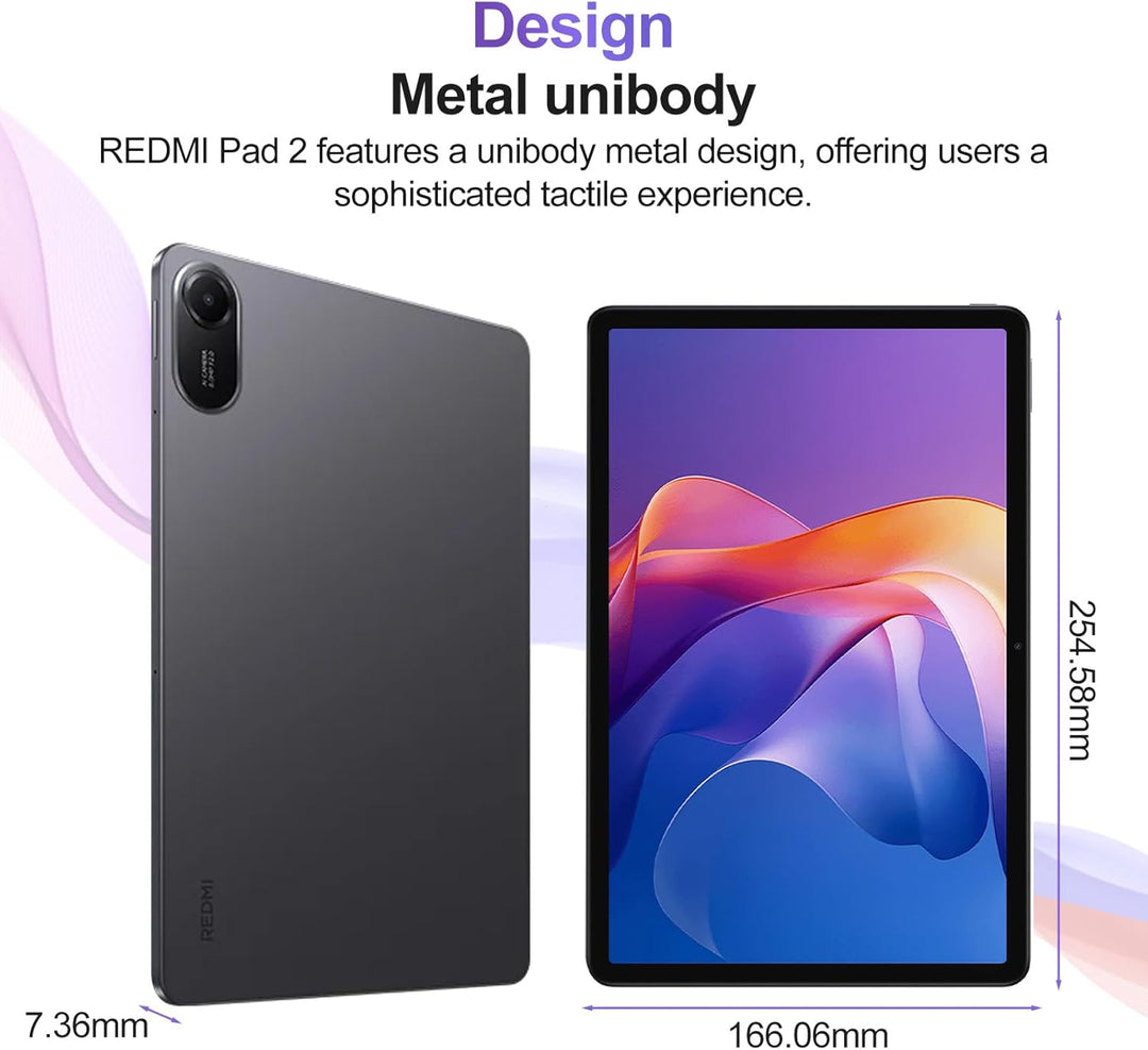 XIAOMI Redmi Pad 2 - Tablette Avec Écran 11" 2.5K 90Hz, 128GB + 4GB RAM, MediaTek G100-Ultra, Batter