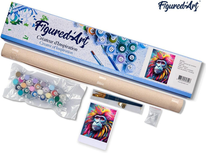 Figured'Art Malen Nach Zahlen Erwachsene Pavian Farbenfroh Abstrakt - Paint by Numbers Basteln DIY B