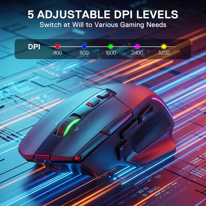 Redragon M925 PRO Kabellose Gaming-Maus, 26.000 DPI Optisch RGB Maus 10 programmierbaren Tasten, ult