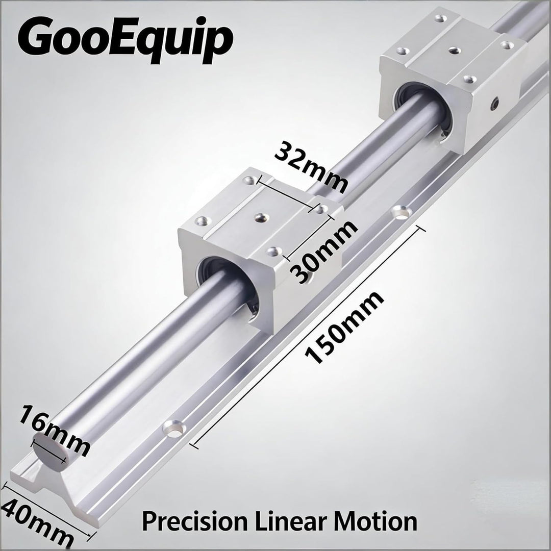 Linearführung SBR16 300mm 2 x Linearschienen und 4 x SBR16UU Lagerblöcke, Linearschienenlänge 300mm