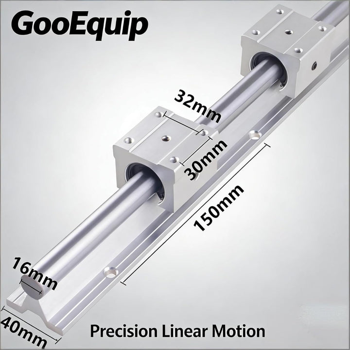 SBR16 Linearführung 2 Stück Linearschiene 400mm mit 4 Stück SBR16UU-Blöcke, Schienenbausatz Führungs