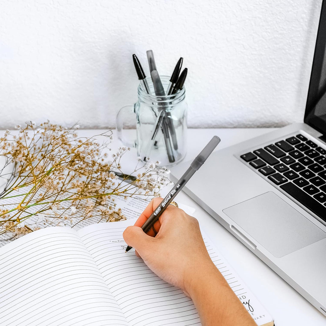 BIC Round Stic Xtra Life Kugelschreiber, Mittelgrosse Spitze 60 count Schwarz, 60 count Schwarz