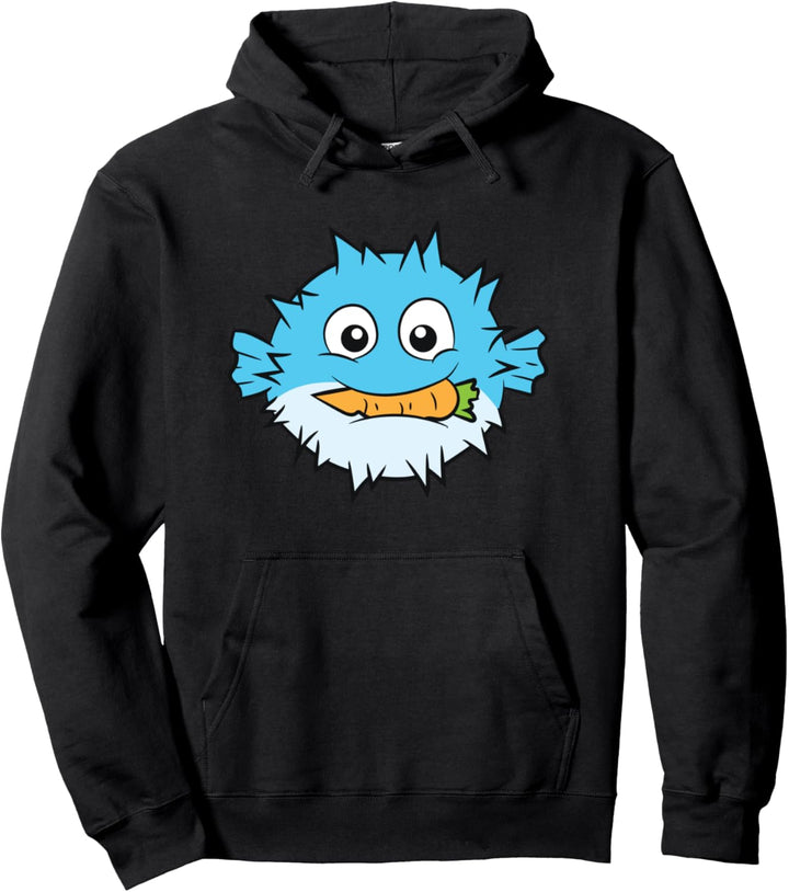 Lustiger Kugelfisch isst Karotte Meme Kugelfisch Pullover Hoodie