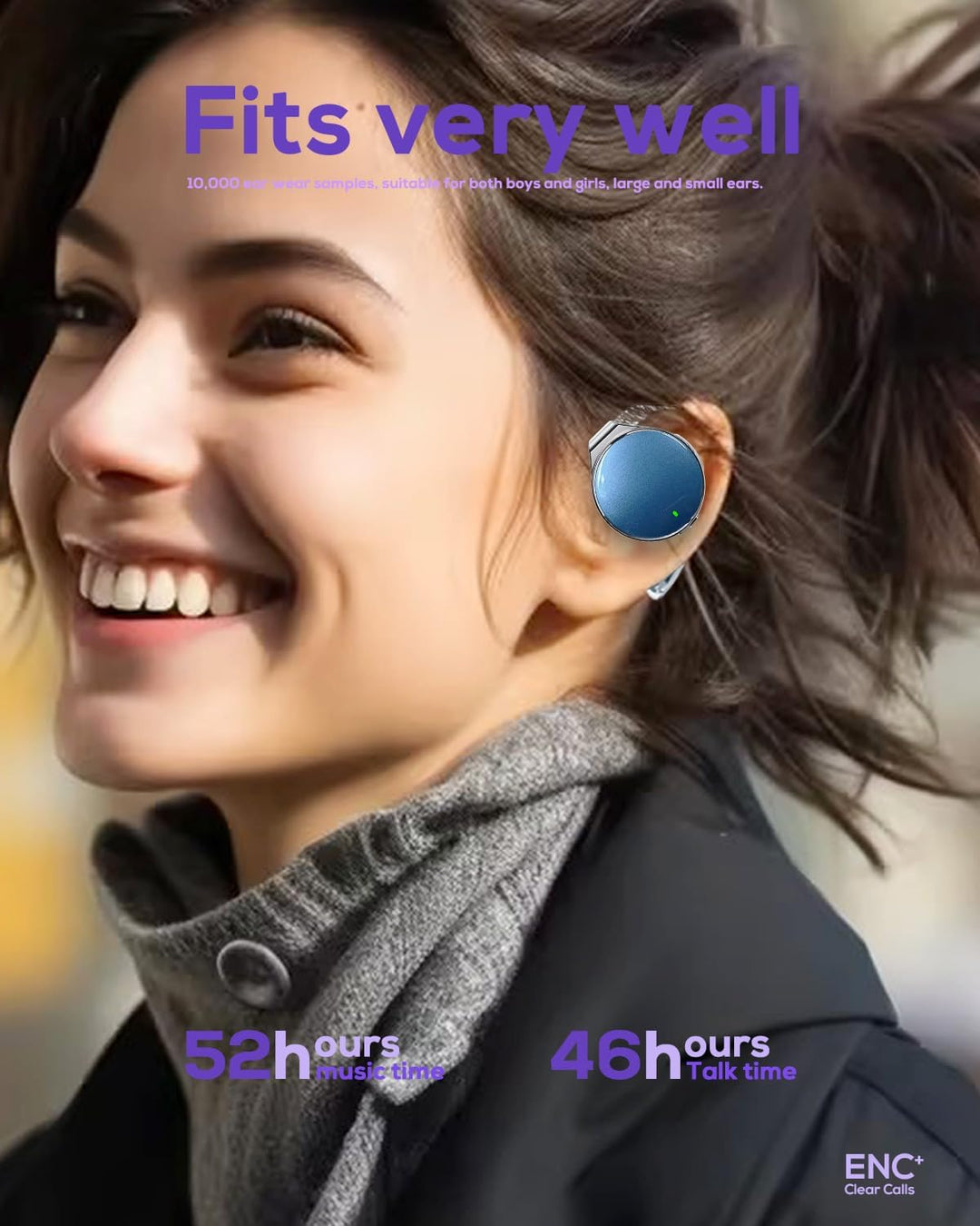 Micool On Ear Kopfhörer Bluetooth 5.4, Open Ear Kopfhörer Kabellos Bluetooth Geräuschunterdrückung,