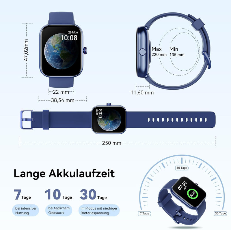 Smartwatch Herren Damen mit Telefonfunktion Alexa Integriert -Fitnessuhr 110+ Sportmodi &IP68-1,91"