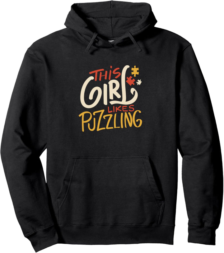 Mädchen mag rätseln Niedliche Sprüche Jigsaw Master Pullover Hoodie