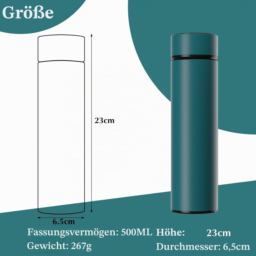 Homealexa 500ml Thermosflasche, Vakuum Isolierbecher Trinkflasche aus 304 Edelstahl, LED-Touchscreen