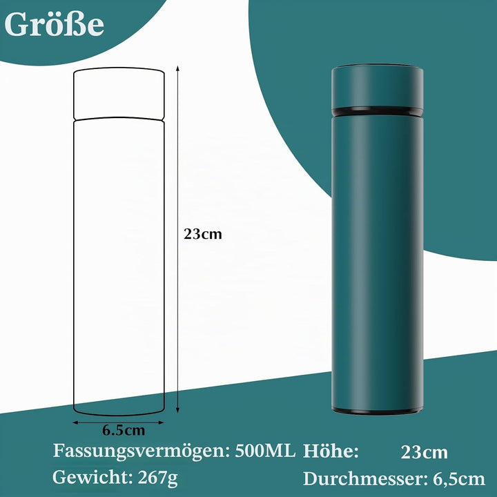 Homealexa 500ml Thermosflasche, Vakuum Isolierbecher Trinkflasche aus 304 Edelstahl, LED-Touchscreen