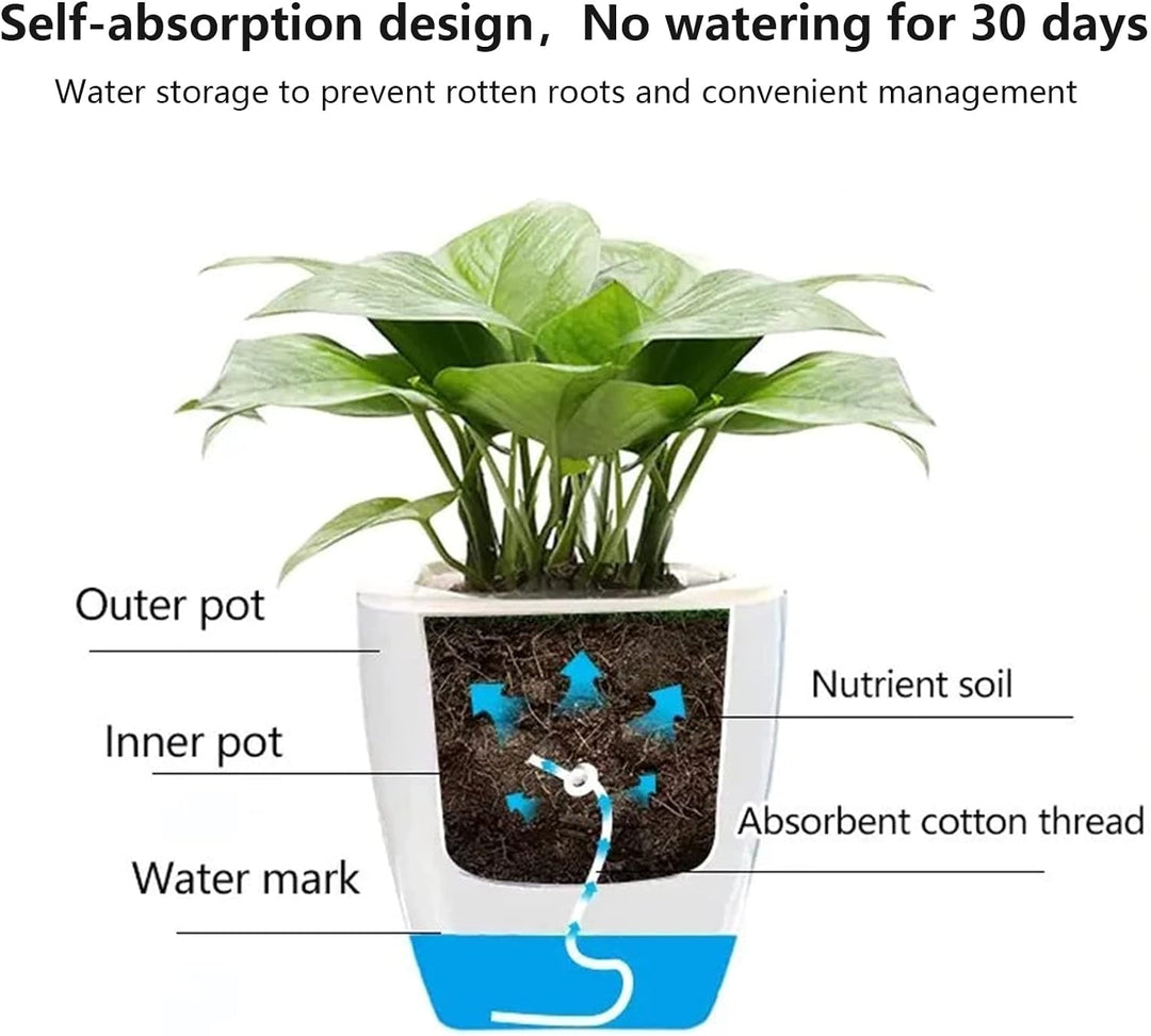 WMLBK Kunststoff Blumentopf mit Bewässerungssystem,10er-Set Selbstgiessender Blumentopf Anzuchttopf
