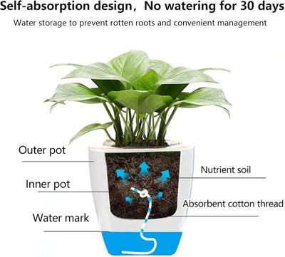 GDWD 10er Set Selbstwässernder Blumentopf, Selbstbewässerung Topf mit Wasserstandsanzeiger, Bewässer