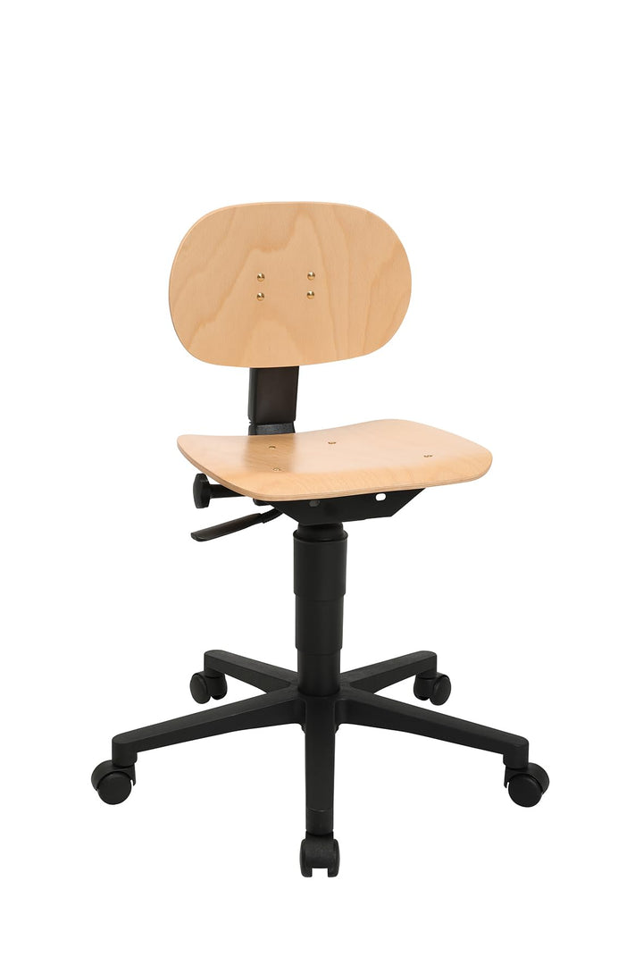 Topstar 72210HO1 TEC 11, Bürostuhl, Arbeitshocker, Rollhocker, Werkstatthocker, Holz (Buche), 44D x