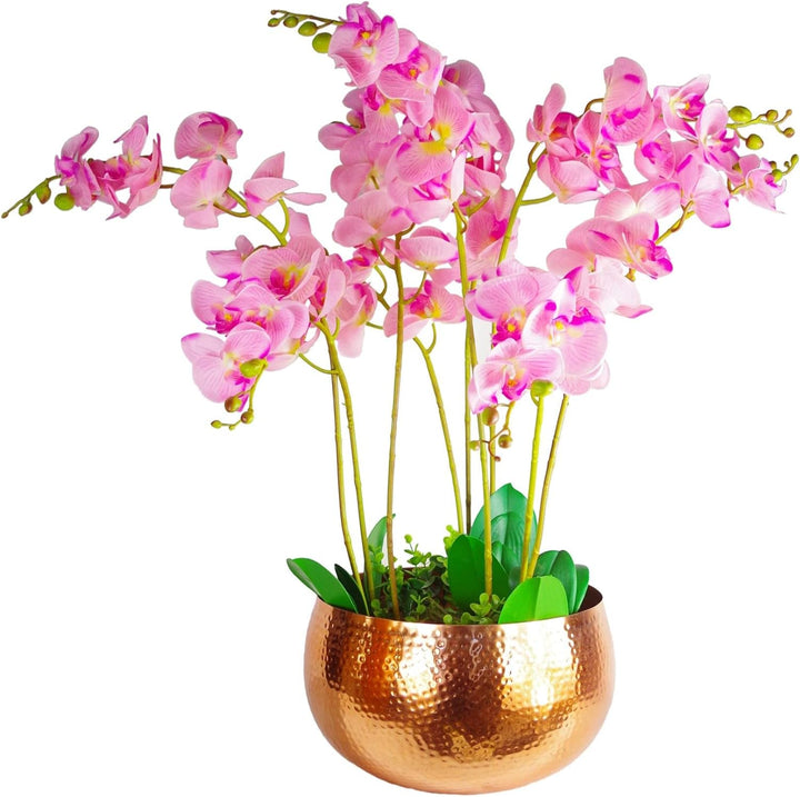 Leaf Metal Planter Staight Edge Blumentopf aus Metall, gehämmert, kupferfarben, gerader Rand, 30 x 2