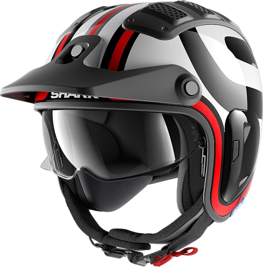 SHARK Herren NC Motorrad Helm, Schwarz/Weiss/Rot, XS