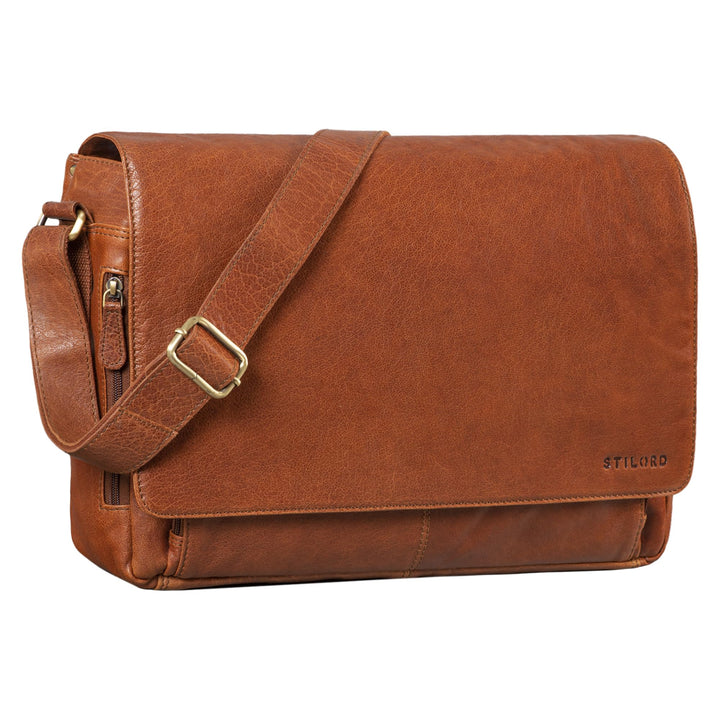 STILORD 'Tom' Vintage Leder Umhängetasche für Studium Uni Büro Arbeit 15 Zoll Laptoptasche DIN A4 Sc