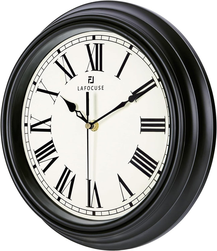 Lafocuse 30 cm Lautlos Wanduhr Römische Ziffern, Klassische Wanduhr Grau, Retro Wanduhr Ohne Tickger