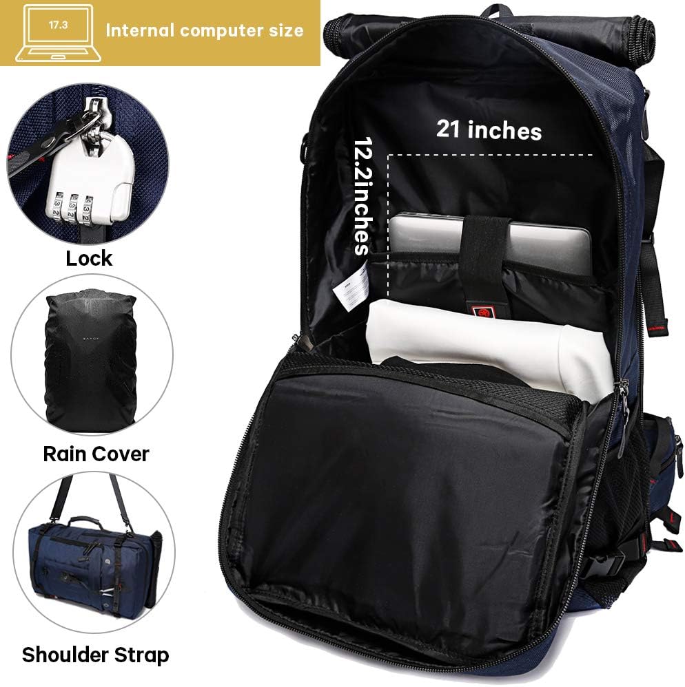 KAKA Travel Backpack, Carry On Backpack Durable Convertible Duffle Bag Fit for 15.6 Inch Laptop for