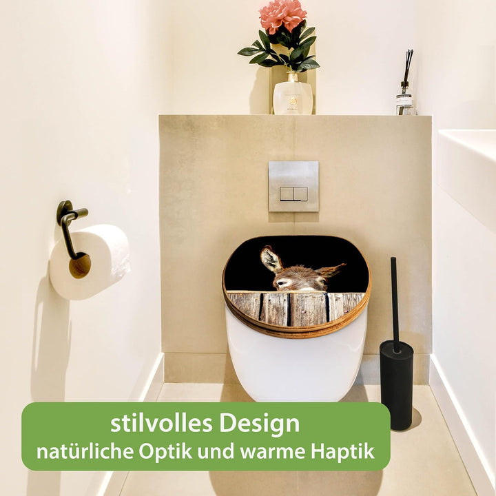 banjado Design WC Sitz Bambus Absenkautomatik 45,8x37,5cm - Toilettendeckel mit Absenkautomatik Holz